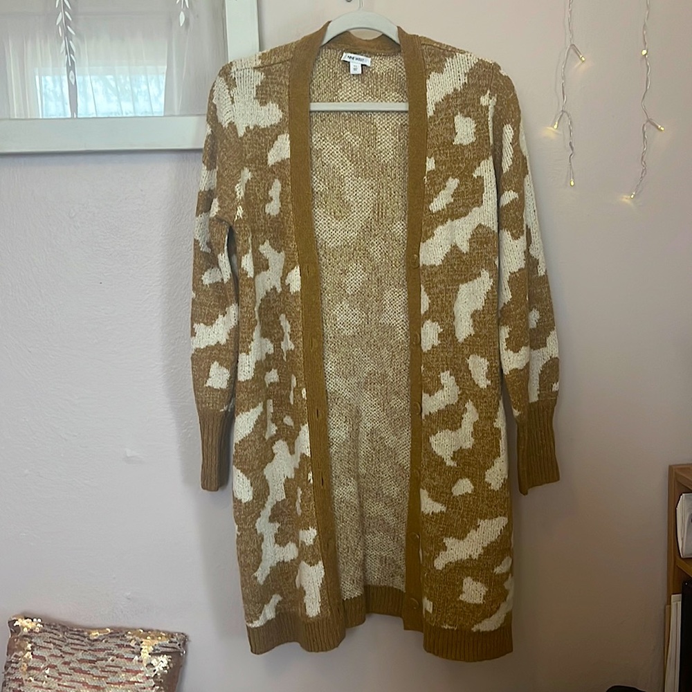 Mustard Print Cardigan